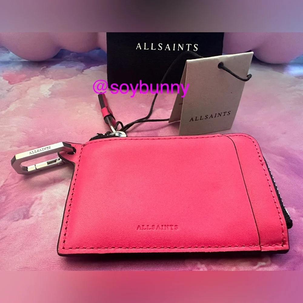 AllSaints Remy Leather Wallet (NWT; Hot Pink)